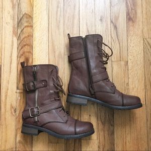 Brown Combat Lace Up Boots